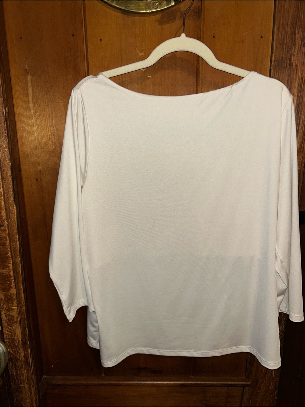 H@M Women’s Cream Boatneck Open Back 3/4 Sleeve Top